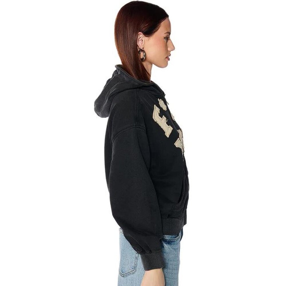 AKIRA Black Zip-Up Hoodie with Cream Graphic - Picture 2 of 7